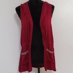 Self E by Self Esteem Cranberry Hooded Cardigan